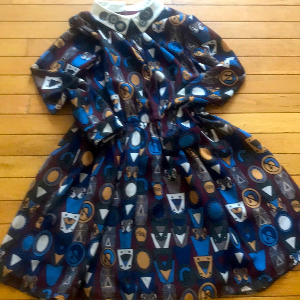 Peter Pan collar Geometric Patterned dress